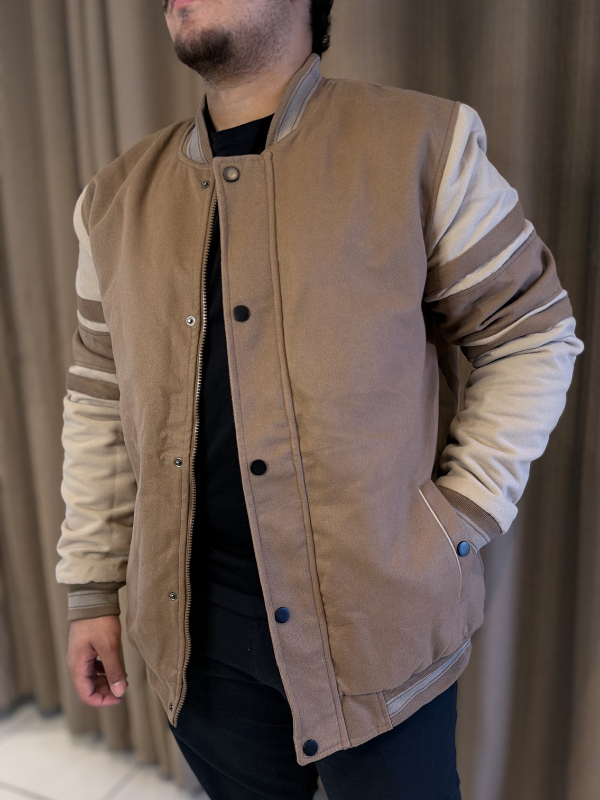 Jaqueta Colegial Marrom e Bege - Marfim Moda Masculina