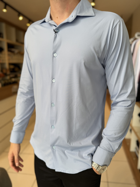 Camisa Elastic M/Longa Azul Claro Masculina - Marfim Moda Masculina