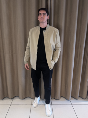 Jaqueta Couro Nobuck Bege claro - Marfim Moda Masculina