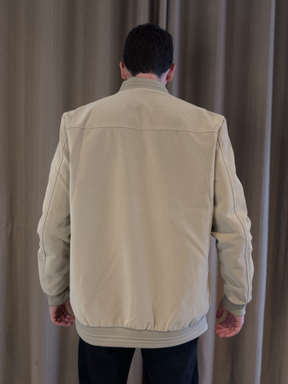 Jaqueta Couro Nobuck Bege claro - Marfim Moda Masculina