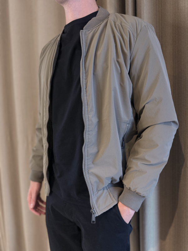 Jaqueta Couro Nobuck Marrom Acinzentado - Marfim Moda Masculina