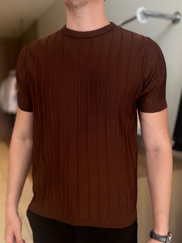 Camisa Gola Careca Chocolate - Marfim Moda Masculina