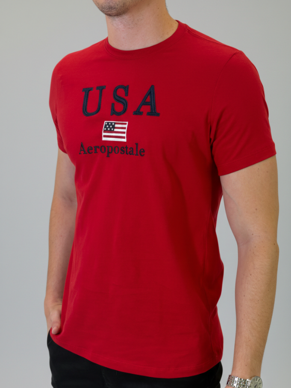 Camisa Aeropostale Vermelha 100% Algodão Masculina - Marfim Moda Masculina