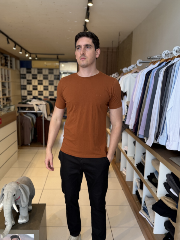 Camisa Algodão Egípcio Terra Cota - Marfim Moda Masculina