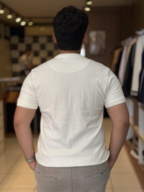 Camiseta Suede Texturizada - Marfim Moda Masculina