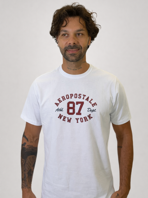 Camisa Aeropostale Branca 87 100% Algodão Masculina - Marfim Moda Masculina