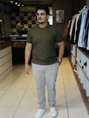 Camiseta Suede Texturizada - Marfim Moda Masculina