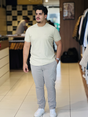 Camiseta Suede Texturizada - Marfim Moda Masculina
