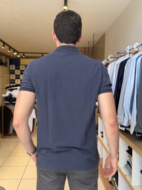 Camisa Polo Ogochi Azul-Marinho Masculina - Marfim Moda Masculina