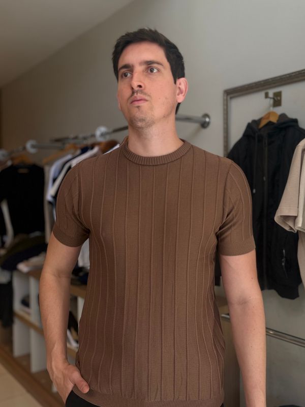 Camisa Gola Careca Marrom - Marfim Moda Masculina