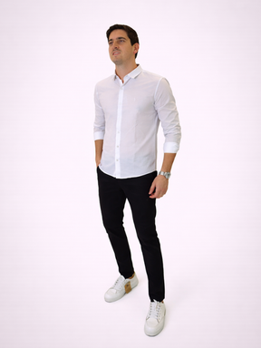 Camisa Sibra M/Longa Branca Masculina - Marfim Moda Masculina