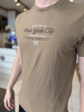 Camisa Aeropostale Marrom 100% Algodão Masculina - Marfim Moda Masculina