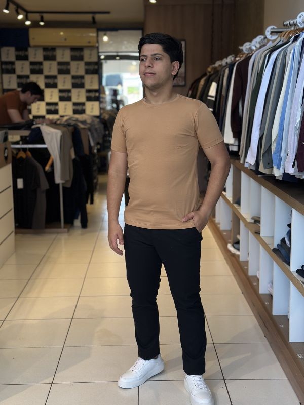 Camisa Algodão Egípcio Caramelo Cinza - Marfim Moda Masculina