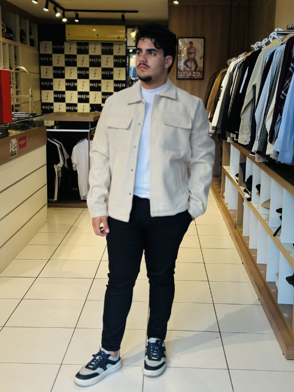 Jaqueta Veneza de Lã Batida - Marfim Moda Masculina