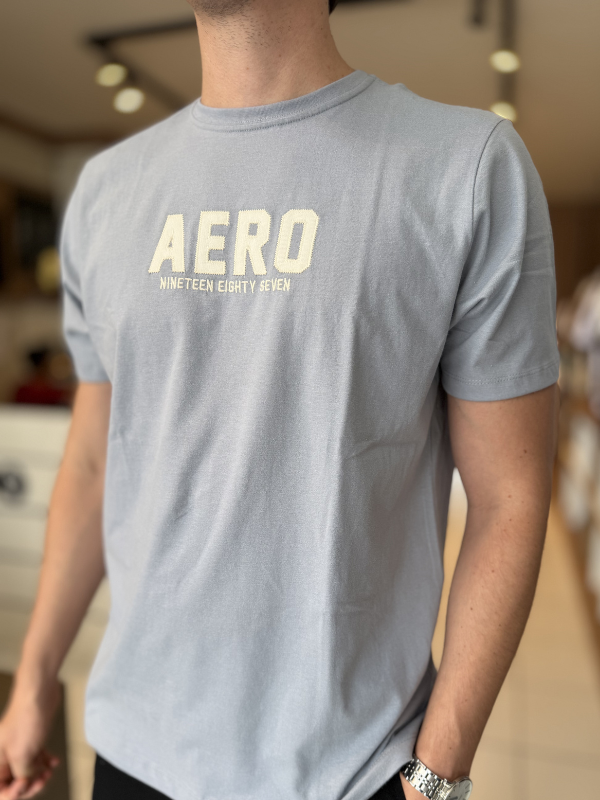 Camisa Aeropostale Azul Claro Acinzentado 100% Algodão Masculina - Marfim Moda Masculina