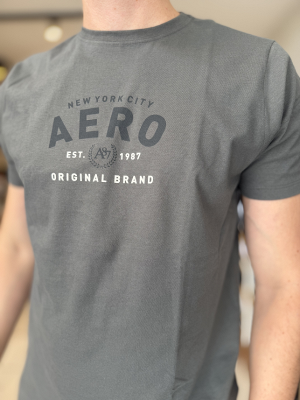 Camisa Aeropostale Cinza Escuro 100% Algodão Masculina - Marfim Moda Masculina