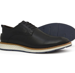 Sapato Social Derby Preto Vintage 100% Couro Legítimo - Marfim Moda Masculina