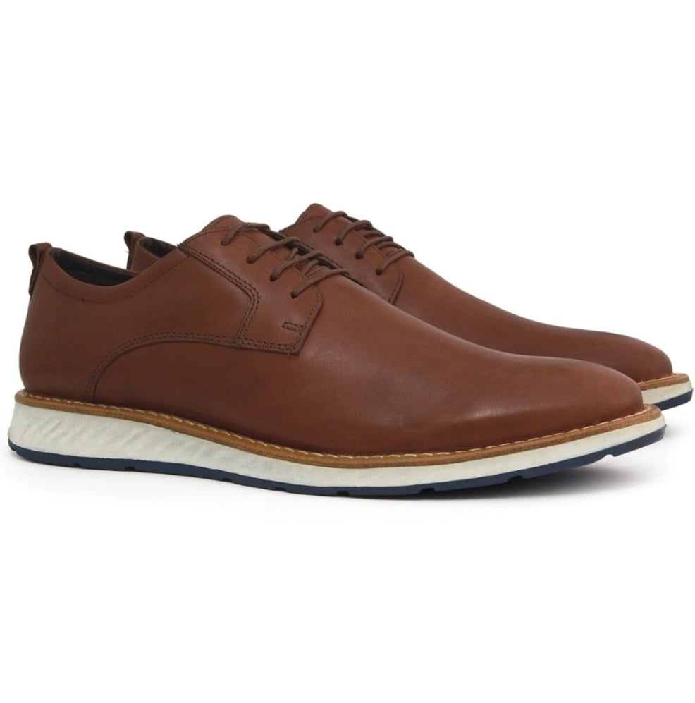 Sapato Derby Café Vintage 100% Couro Legítimo - Marfim Moda Masculina