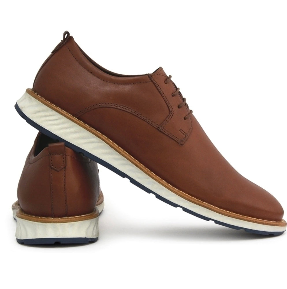 Sapato Derby Café Vintage 100% Couro Legítimo - Marfim Moda Masculina