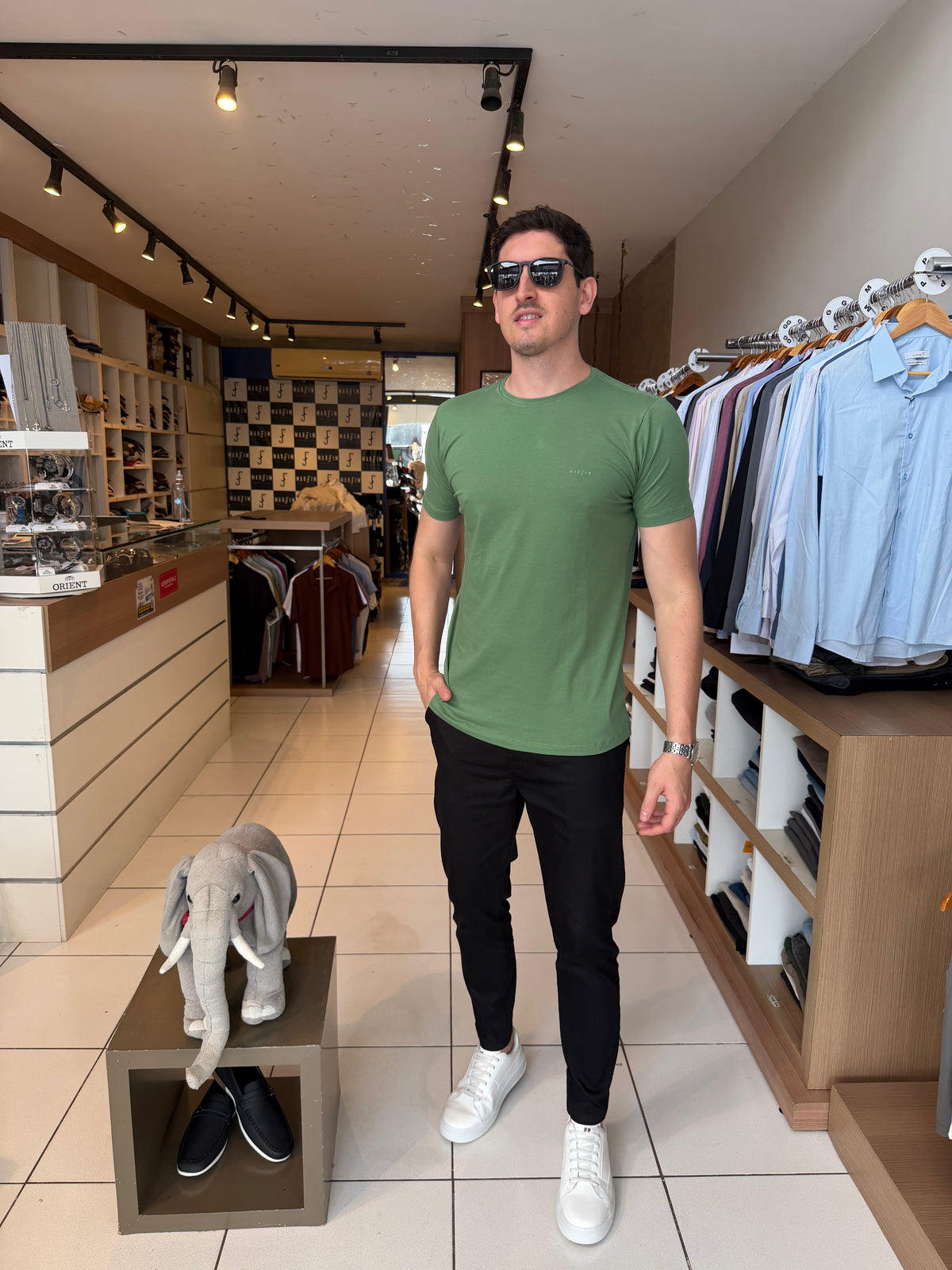 Camisa Algodão Egípcio Verde - Marfim Moda Masculina