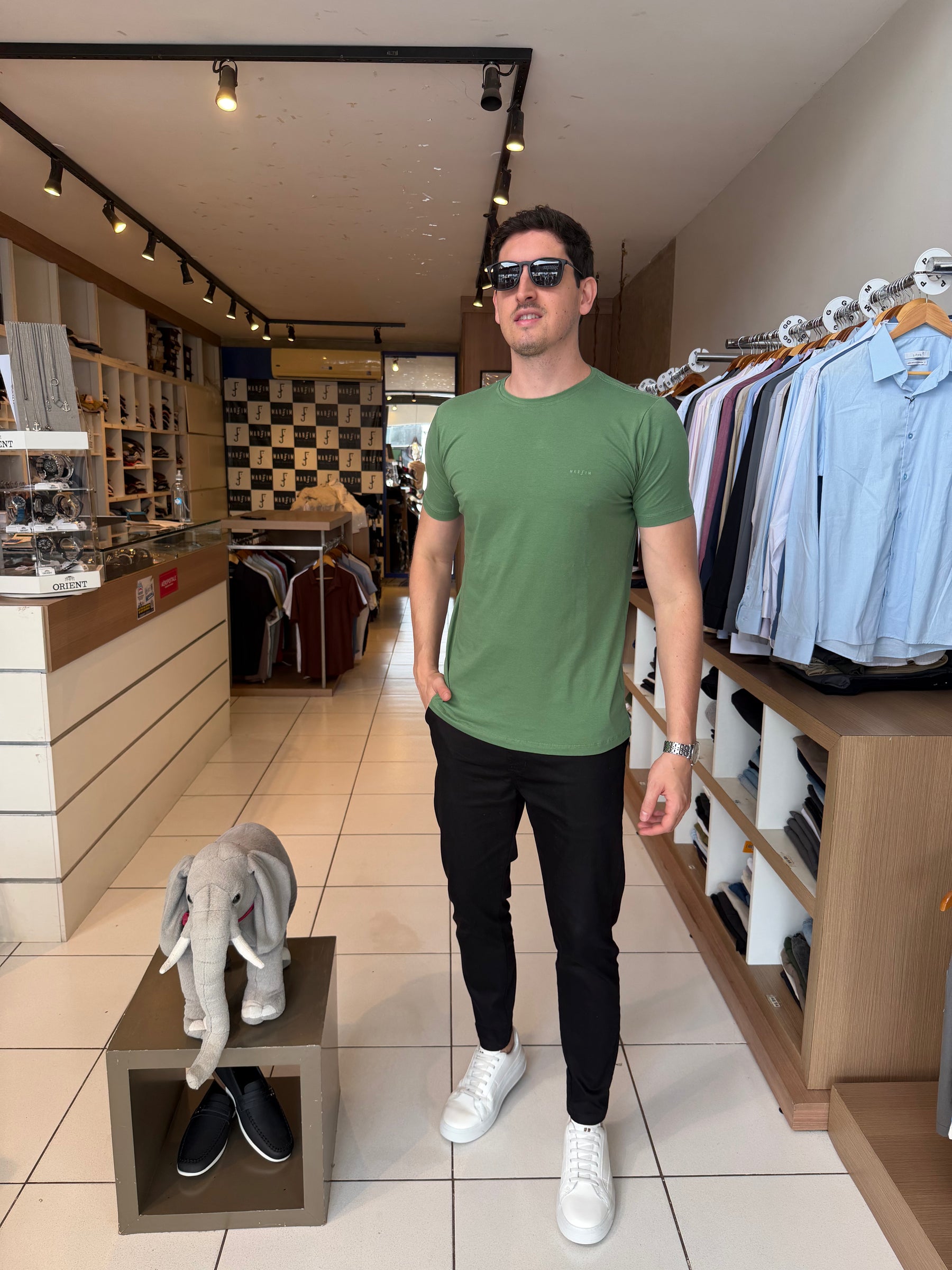 Camisa Algodão Egípcio Verde - Marfim Moda Masculina