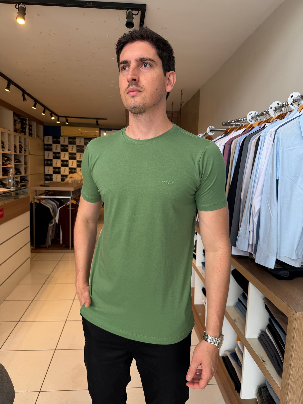 Camisa Algodão Egípcio Verde - Marfim Moda Masculina