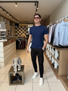 Camisa Algodão Egípcio Azul Marinho - Marfim Moda Masculina